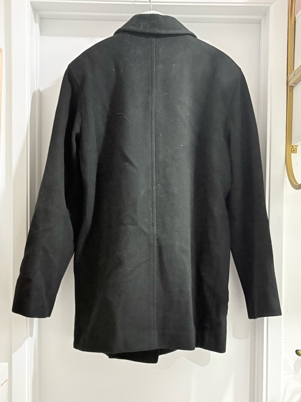 Classic Black Double-Breasted Pea Coat - Women's Tailored Outerwear - Picture 3 of 8